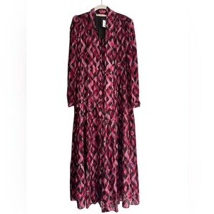 MARIE OLIVER long sleeve dress geometric pattern red, pink
